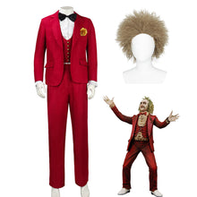 Load image into Gallery viewer, Red Tuxedo Beetlejuice With Wig Cosplay Costume for Men and Kids