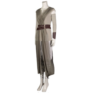 Star Wars The Rise of Skywalker Rey Full Set Cosplay Halloween Costume Brown Dress