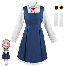 Load image into Gallery viewer, Spy x Family Costume Anya Forger Cosplay Navy Dress with Headdress Stockings for Women and Kids