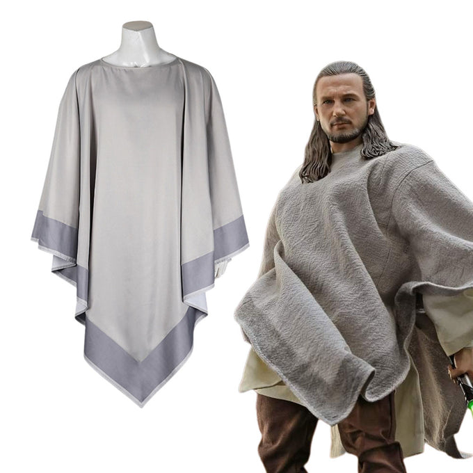 Star Wars Qui Gon jinn Cosplay Grey Cloak Cape Adult Jedi Top Robe Halloween Costume