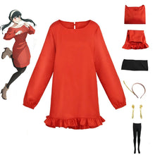 Load image into Gallery viewer, Women and Kids Spy x Family Costume Yor Forger Briar Cosplay Red Outfit with Accessories