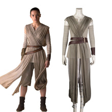 Load image into Gallery viewer, Star Wars The Rise of Skywalker Rey Full Set Cosplay Halloween Costume Brown Dress