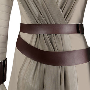 Star Wars The Rise of Skywalker Rey Full Set Cosplay Halloween Costume Brown Dress