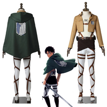 Load image into Gallery viewer, Anime Attack On Titan Costume Eren Jaeger Scout Regiment Cosplay Full Outfits with Cloak for Men