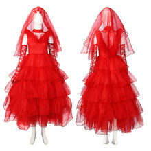 Load image into Gallery viewer, Beetlejuice Lydia Deetz Red Wedding Dress Party Carnival Halloween Cosplay Costume