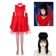 Load image into Gallery viewer, Beetlejuice Lydia Deetz Red Wedding Mini Dress Party Carnival Halloween Cosplay Costume