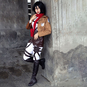 Anime Attack On Titan Costume Mikasa Ackerman Scout Regiment Cosplay Battle Full Outfits for Women