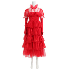 Load image into Gallery viewer, Beetlejuice Lydia Deetz Red Wedding Dress Short Sleeve Party Carnival Halloween Cosplay Costume