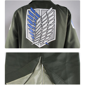 Attack On Titan Season 4 Costume Levi Eren Scout Regiment Cosplay Long Coat with Necklace