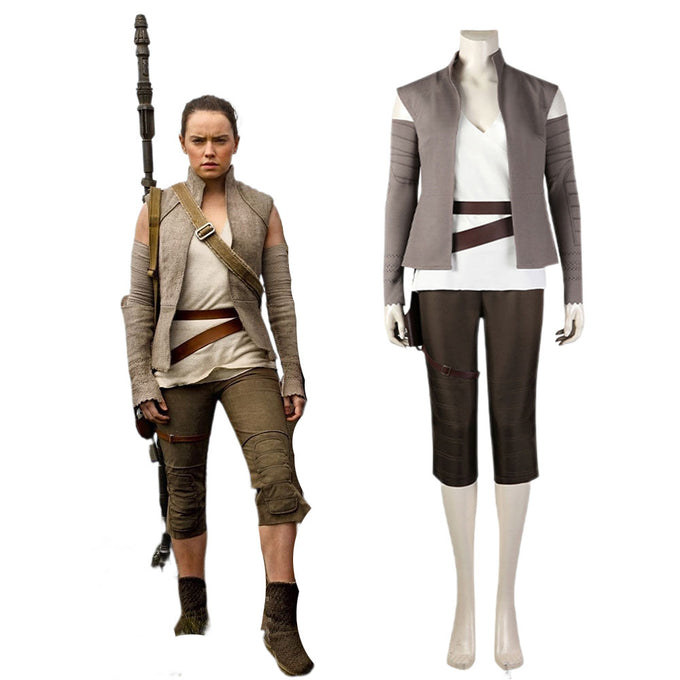 Star Wars 8 The Last Jedi Rey Cosplay Full Set Halloween Costume