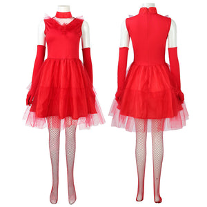 Beetlejuice Lydia Deetz Red Wedding Mini Dress Party Carnival Halloween Cosplay Costume