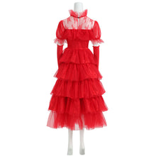 Load image into Gallery viewer, Beetlejuice Lydia Deetz Red Wedding Dress Short Sleeve Party Carnival Halloween Cosplay Costume