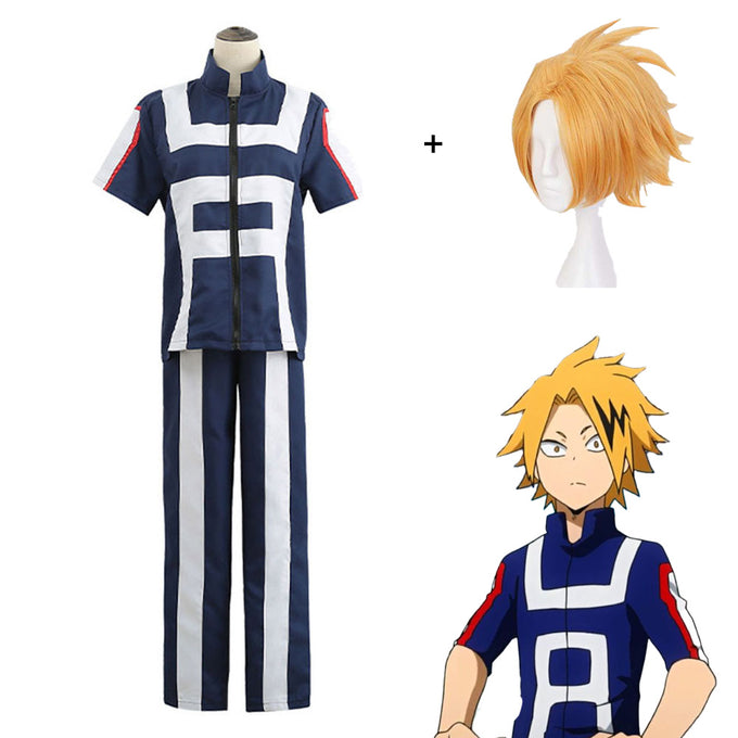 My Hero Academia Costume Denki Kaminari Training/Gym Cosplay Outfits With Wigs Unisex