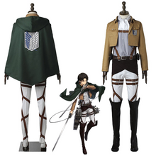 Load image into Gallery viewer, Anime Attack On Titan Costume Levi Ackerman Scout Regiment Cosplay Battle Full Outfits Costume for Men