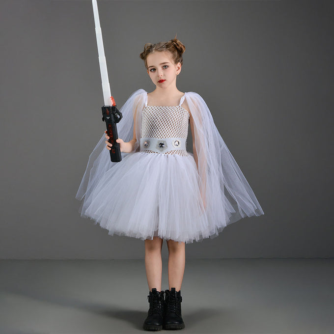 Kids Star Wars Costume Princess Leia Dress Cosplay White Dress for Halloween