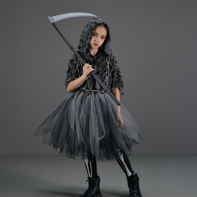 Kids Girl Bleach Costume Reaper of Death Girls Black Dress Halloween Cosplay Outfits