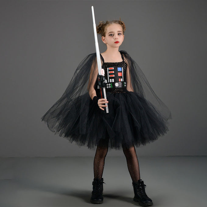 Kids Star Wars Costume Princess Leia Dress Cosplay Black  Dress for Halloween