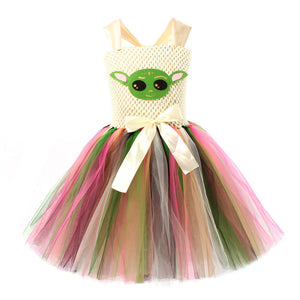 Kids Star Wars Costume Yoda Cosplay Tutu Dress Cape Suit for Halloween