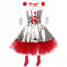 Load image into Gallery viewer, Kids Girl Joker Costume Silver Pennywise Dress with Hair Hoop Set Birthday Party Cosplay Outfit Suit for Halloween