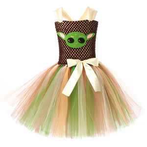 Kids Star Wars Costume Yoda Cosplay Tutu Dress Cape Suit for Halloween