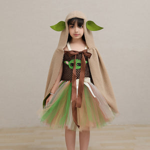 Kids Star Wars Costume Yoda Cosplay Tutu Dress Cape Suit for Halloween