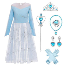 Load image into Gallery viewer, Kids Frozen Costume Princess Elsa Cosplay Birthday or Party Dress With Accessories