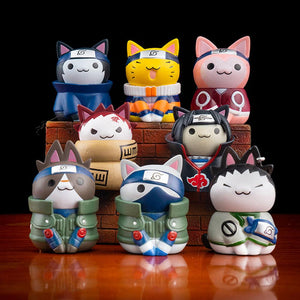 8Pcs 7cm Cat Cosplay Naruto Figure Naruto Itachi Sasuke Sakura Kakashi Cute Chibi Toys