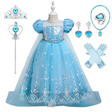 Load image into Gallery viewer, Girls Costume Princess Elsa Cosplay Dress with Robe Birthday Party Dress With Accessories