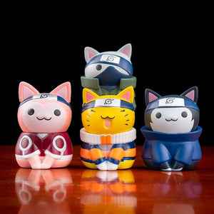 8Pcs 7cm Cat Cosplay Naruto Figure Naruto Itachi Sasuke Sakura Kakashi Cute Chibi Toys